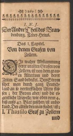 Das I. Capitel. Von denen Grafen von Zollern.