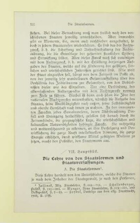 VII. Hauptstück. Die Lehre von den Staatsformen und Staatsverfassungen