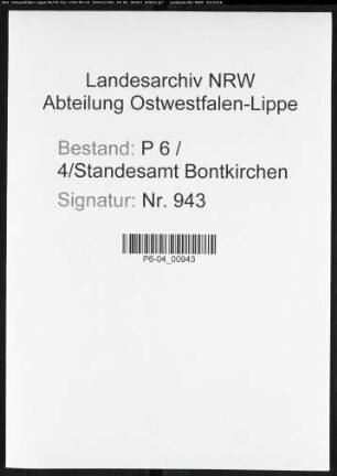 Sterberegister Standesamt Bontkirchen