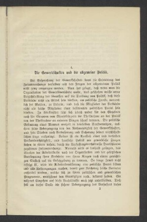 4. Die Gewerkschaften und die allgemeine Politik.