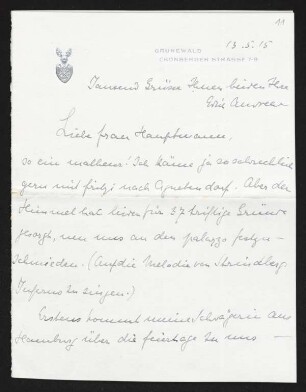 Brief von Edith Andreae an Margarete Hauptmann