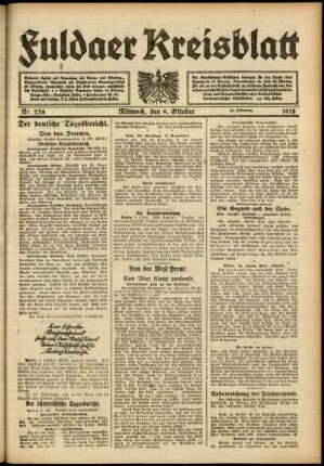 Ausgabe vom Mittwoch, den 09. Oktober 1918.