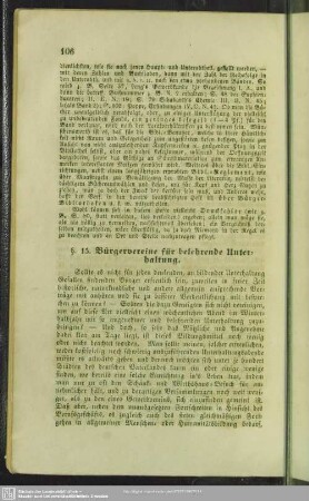 §. 15. Bürgervereine für belehrende Unterhaltung