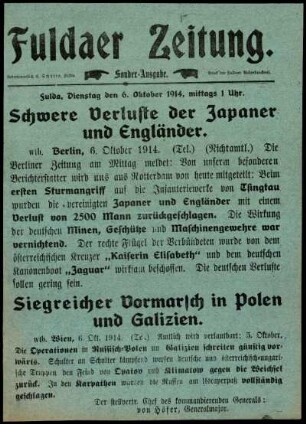 Zweite Ausgabe vom Dienstag, den 06. Oktober 1914.