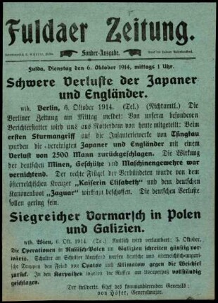 Zweite Ausgabe vom Dienstag, den 06. Oktober 1914.
