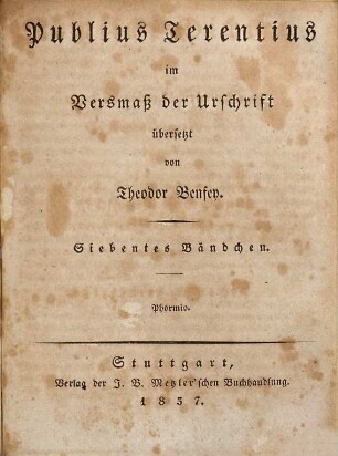 Publius Terentius im Versmaß der Urschrift, 7. Phormio