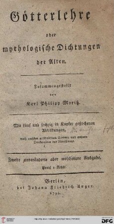 Götterlehre oder mythologische Dichtungen der Alten