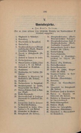 V. Amtsbezirke