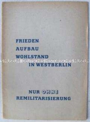 Propagandaschrift gegen die Wiederbewaffnung der Bundesrepublik