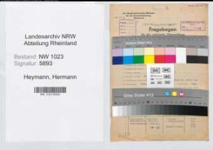 Entnazifizierung Hermann Heymann , geb. 31.07.1895 (Stadtinspektor)
