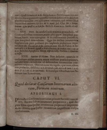 Caput VI. Quod declarat Causarum Internarum alteram, Formam nimirum.