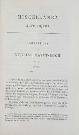 Observations sur l'église Saint-Roch. 1753
