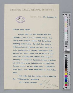 Brief an Richard Dehmel