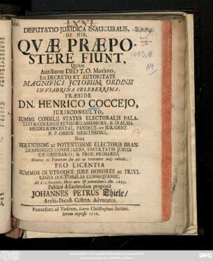 Disputatio Juridica Inauguralis, De His, Qvae Praepostere Fiunt