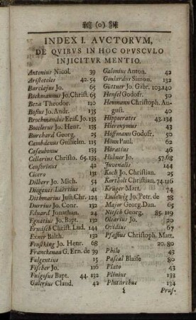Index I. Auctorum, De Quibus In Hoc Opusculo Injicitur Mentio.