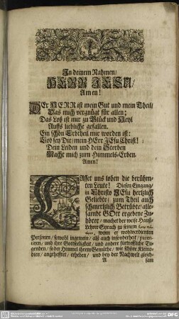 Leichenpredigt : Eine Rechte Witbe. Leichetext, Eingang, Tractatio