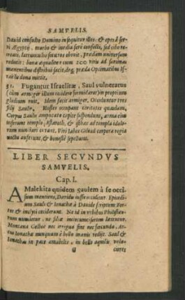 Liber Secundus Samuelis.