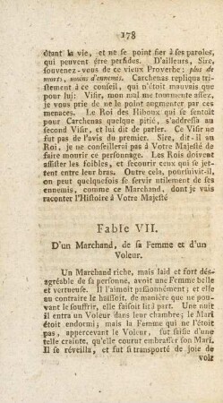Fable VII. D'un Marchand, de sa Femme et d'un Voleur