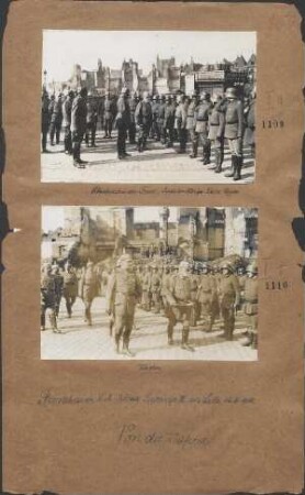 Abschreiten der Front. Links des Königs Exz. v. Quast. (Frontbesuch S.M. König Ludwigs III in Lille 15.05.1918)