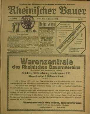 Rheinischer Bauer / 37. Jahrgang 1919
