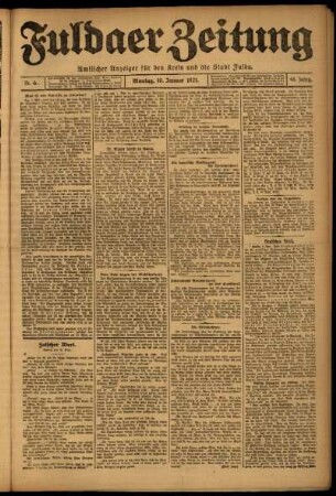 Ausgabe vom Montag, den 10. Januar 1921.