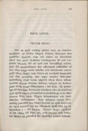 Poul Levin. Victor Hugo.