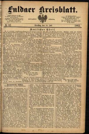 Ausgabe vom Dienstag, den 14. Juli 1885.