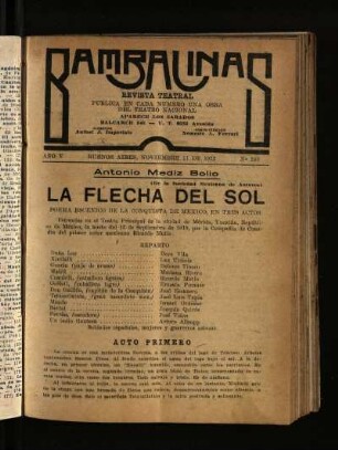 La flecha del sol : poema escenico de la conquista de México en tres actos