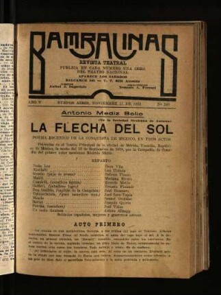 La flecha del sol : poema escenico de la conquista de México en tres actos