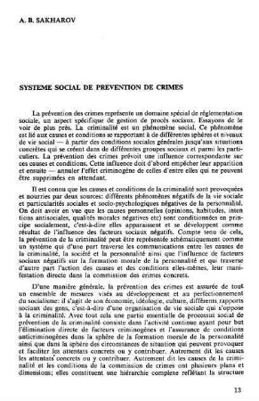13-19, Systeme sociale de prévention de crimes