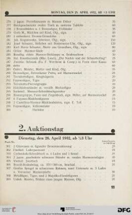 2. Auktionstag – Dienstag, den 26. April 1932 (Nr. 301-600)