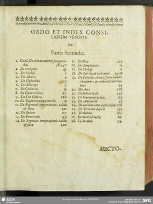 Ordo Et Index Consiliorum Venusti, Seu Partis Secundae