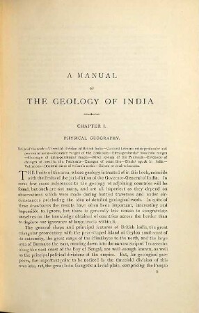 A Manual of the Geology of India : Chiefly compiled from the Observations of the geological Survey. Stratigraphical and structural Geology. Published by order of the Government of India