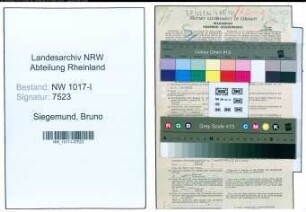 Entnazifizierung Bruno Siegemund , geb. 25.02.1902 (Musiker)