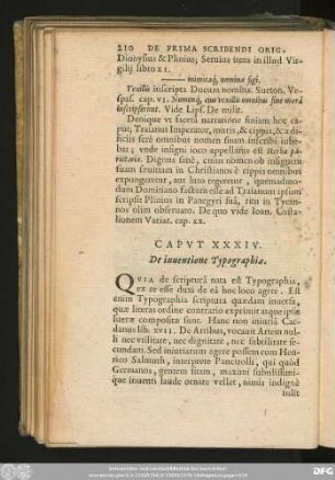 Caput XXXIV. De inventione Typographiae.
