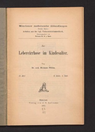 Zur Lebercirrhose im Kindesalter