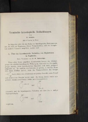 Vermischte kryoskopische Beobachtungen.