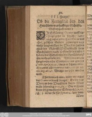 III. Frage: Ob die Fertigkeit bey den Heuchlern warhafftige Schrifft-Wissenschafft bleibe?
