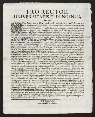 Pro-Rector Universitatis Tubingensis, Lect. Sal.