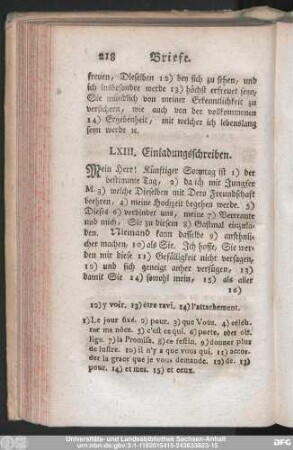 LXIII. Einladungsschreiben.