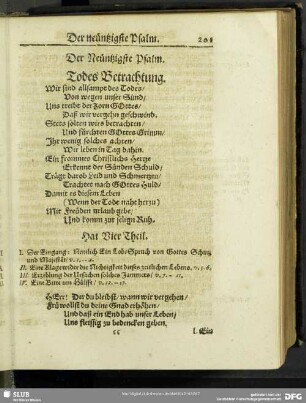 Der Neuntzigste Psalm. Todes Betrachtung