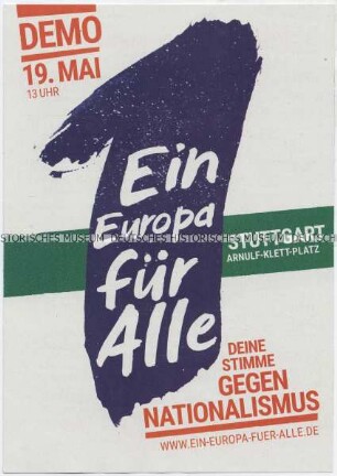 Flyer zu einer bundesweiten Demonstration gegen Nationalismus im Vorfeld der Europawahlen