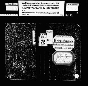Kriegsstammrolle der Feldkompanie 120 (1. Feldkompanie)