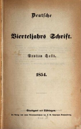 Deutsche Vierteljahrs-Schrift. 1854,1/2