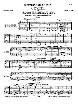 Beethoven's Werke. 163 = Serie 17: Variationen für das Pianoforte, 15 Variationen (mit Fuge) : op. 35