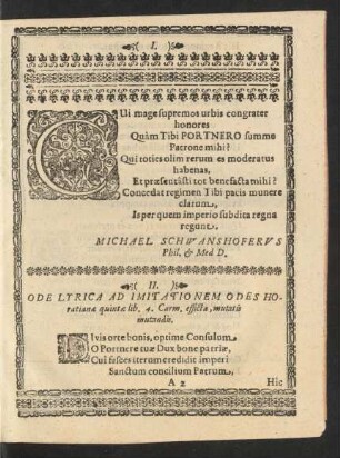 Beiträger II. Ode Lyrica Ad Imitationem Odes Horatianae quintae lib. 4. Carm. efficta, mutatis mutandis.
