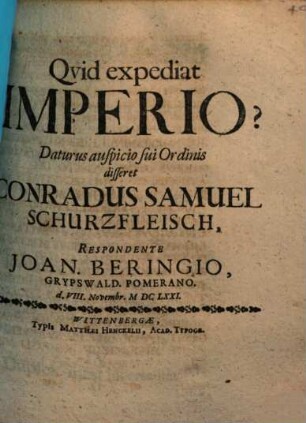Qvid expediat Imperio?