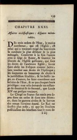 Chapitre XXXI. Affaires ecclesiastiques: disputes mémorables