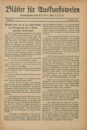 1.1917: Blätter für Auskunftswesen