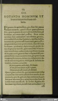 CII. Notanda Hominum Et brutorum animalium collatio
